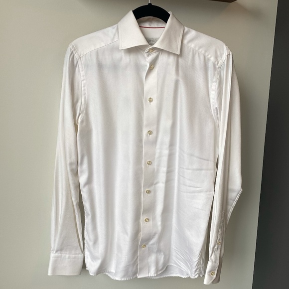 ETON Contemporary Fit Textured Mens Long Sleeve Dress Shirt Size 15 White - Picture 2 of 6